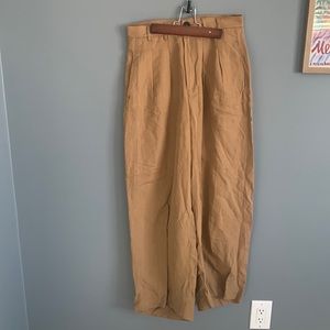 Zara Camel Wide-Leg Trouser Size S